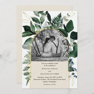 Invitation Mariage photo de l'arc de jardin botanique vert mo