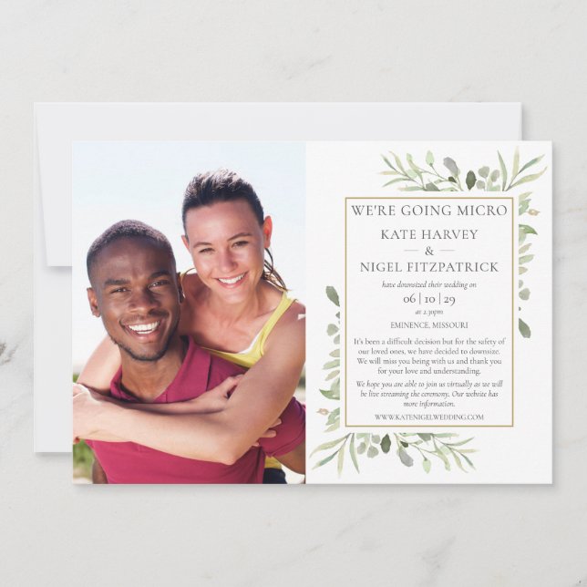 Invitation Mariage Photo de Micro Végétal Réduit (Devant)