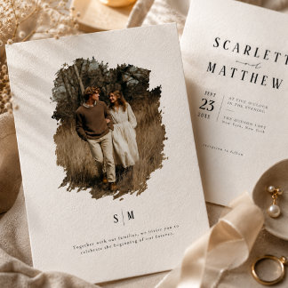 Invitation Mariage photo de monogramme minimaliste moderne