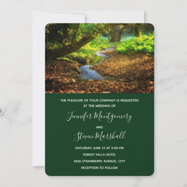 Invitation Mariage Photo de Nature Magnifique de Forest Creek (Devant)