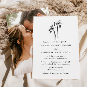 Invitation Mariage photo de palmiers à main modernes