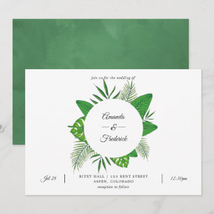 Invitation Mariage photo de plage aux feuilles tropicales