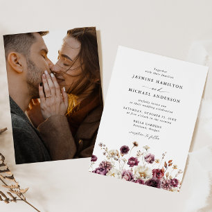 Invitation Mariage photo de prairie florale automnale rustiqu