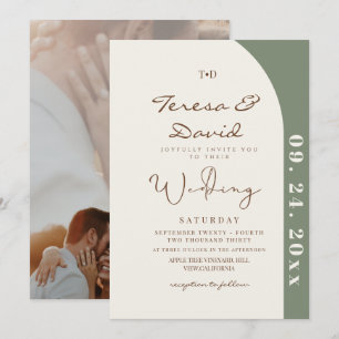 Invitation Mariage photo de sauge moderne