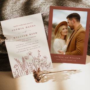 Invitation Mariage photo de sauvageon terracotta