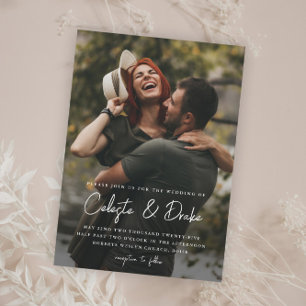 Invitation Mariage photo de script moderne