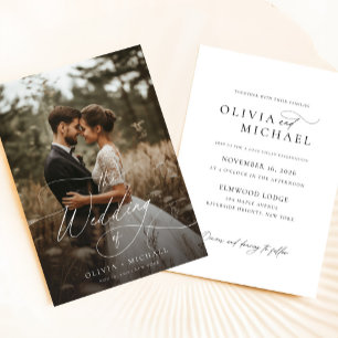 Invitation Mariage photo de script rustique chic