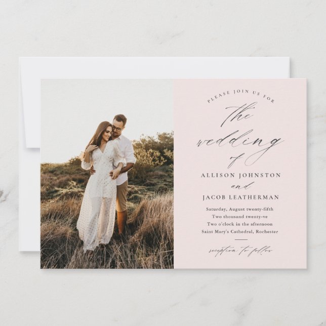 Invitation Mariage photo de script simple (Devant)