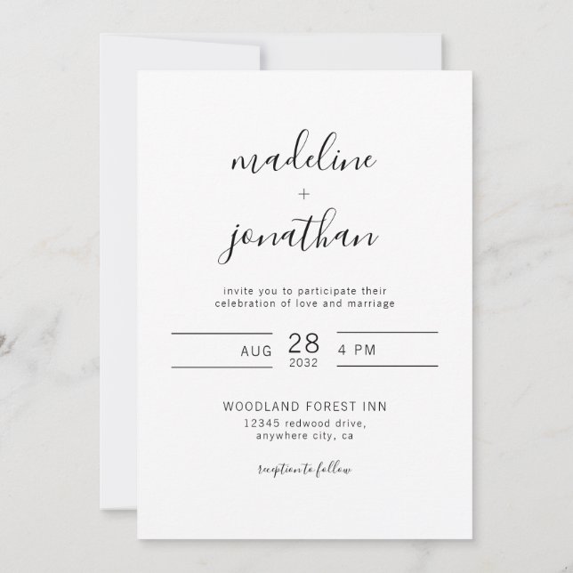 Invitation Mariage photo de script simple et élégant (Dos)