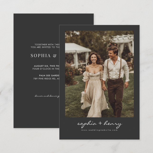 Invitation Mariage photo de style classique moderne (Devant / Derrière)