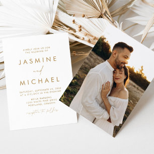 Invitation Mariage photo de style minimaliste moderne or