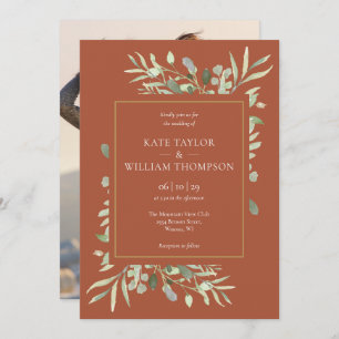 Invitation Mariage photo de Terracotta Gold Foliage