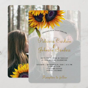 Invitation Mariage photo de tournesol rustique