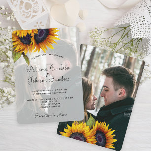 Invitation Mariage photo de tournesol rustique