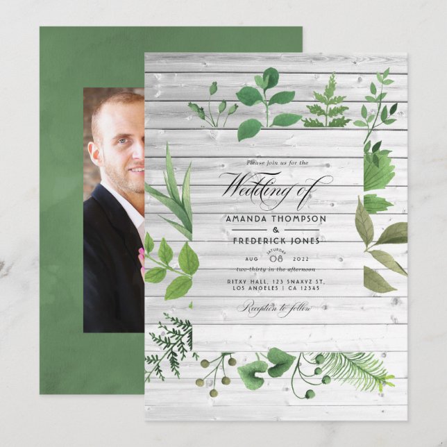 Invitation Mariage Photo de verdure de grange de campagne rus (Devant / Derrière)