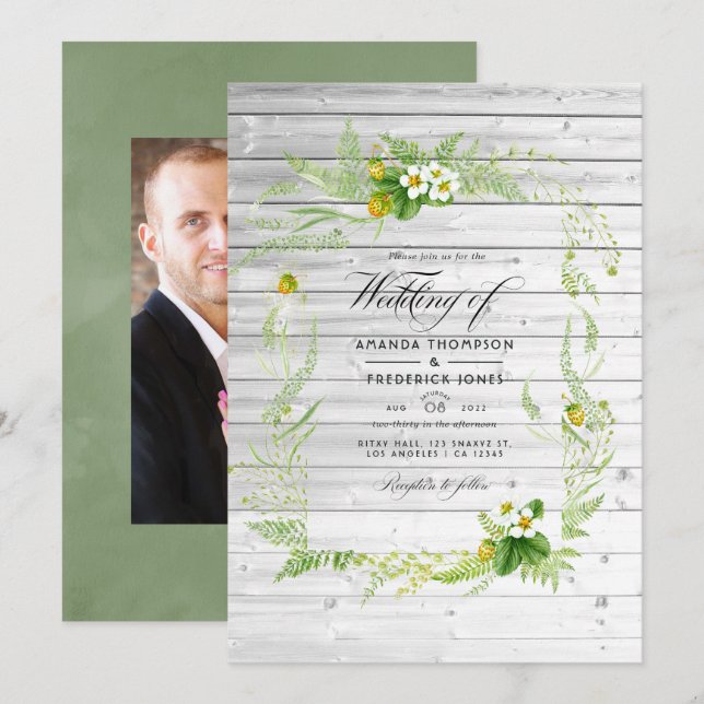 Invitation Mariage Photo de verdure de grange de campagne rus (Devant / Derrière)