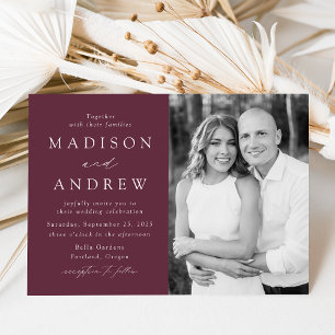 Invitation Mariage Photo de Vin Élégant Moderne