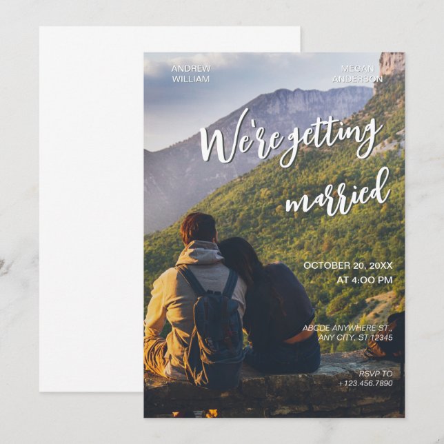 Invitation Mariage photo décontracté minimaliste (Devant / Derrière)