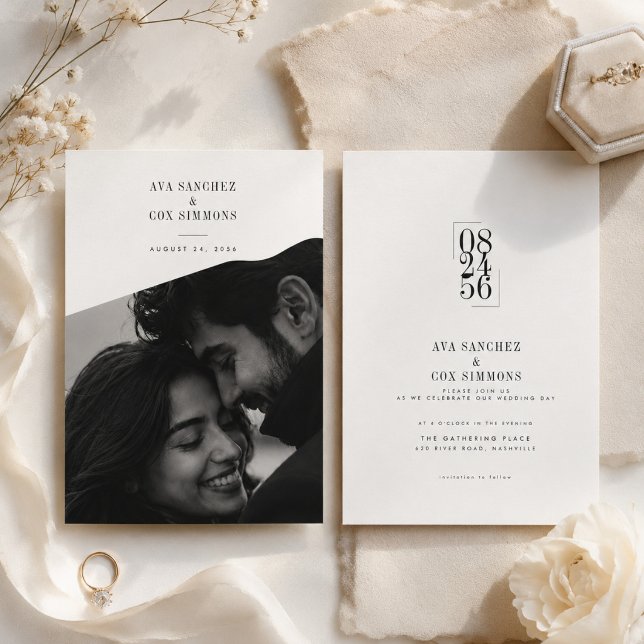 Invitation Mariage photo diagonal moderne  (Créateur téléchargé)