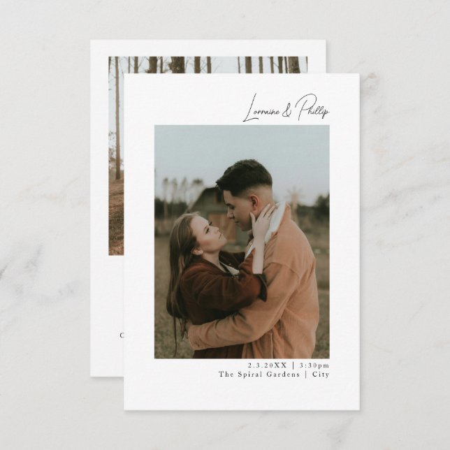 Invitation Mariage photo double élégant (Devant / Derrière)