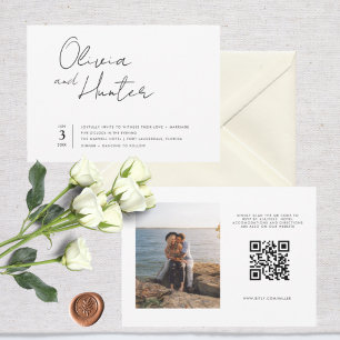Invitation Mariage photo du code QR moderne