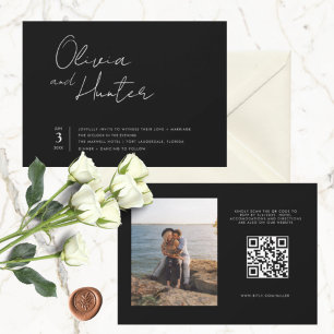 Invitation Mariage photo du code QR moderne