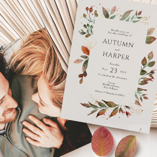 Invitation Mariage photo du feuillage d'automne 'Tomber dans 