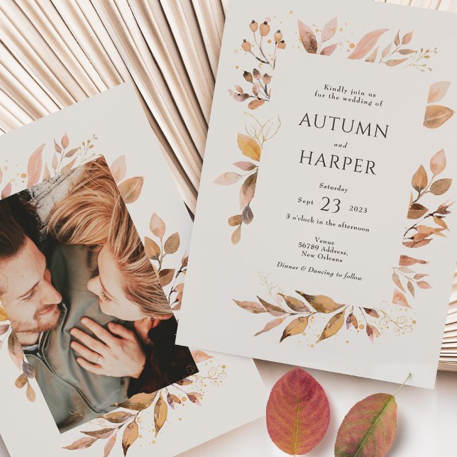 Invitation Mariage photo du feuillage d'automne 'Tomber dans  (Créateur téléchargé)