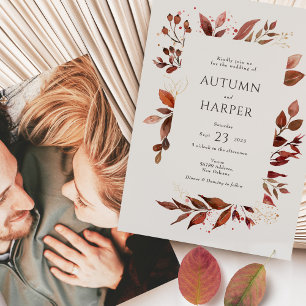 Invitation Mariage photo du feuillage d'automne 'Tomber dans 