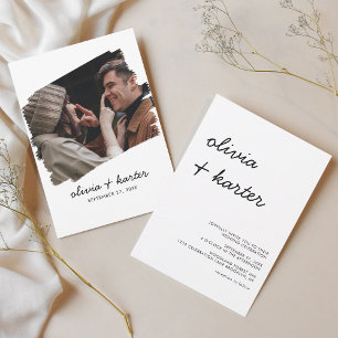 Invitation Mariage photo écriture manuscrite minimale brossée