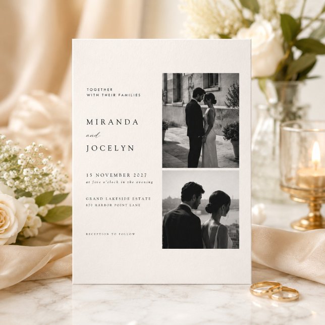 Invitation Mariage photo éditorial de luxe (Créateur téléchargé)