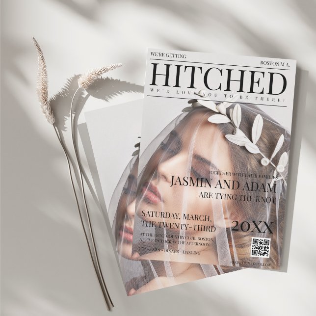 Invitation Mariage photo éditorial de style magazine unique (Unique Magazine Style Editorial Photo Wedding Invitation)