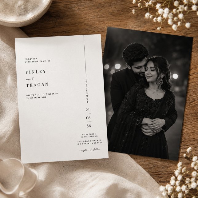 Invitation Mariage photo éditorial moderne  (Créateur téléchargé)