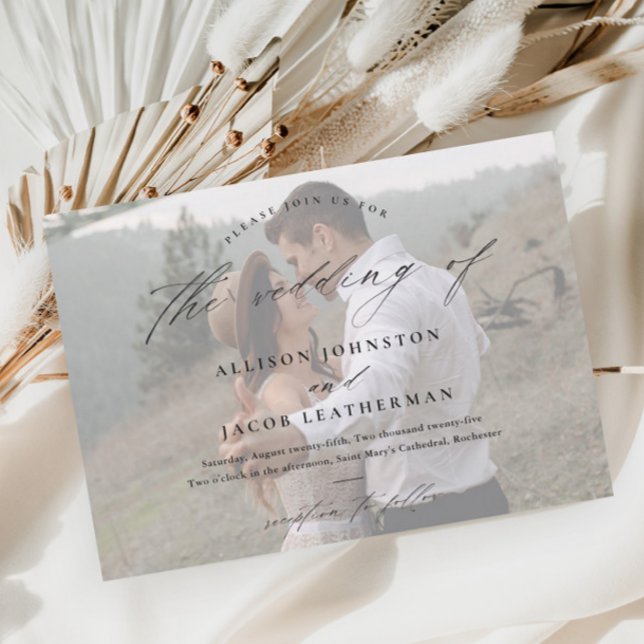 Invitation Mariage photo élégant écriture (Créateur téléchargé)