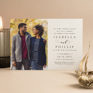 Invitation Mariage photo élégant en noir et blanc