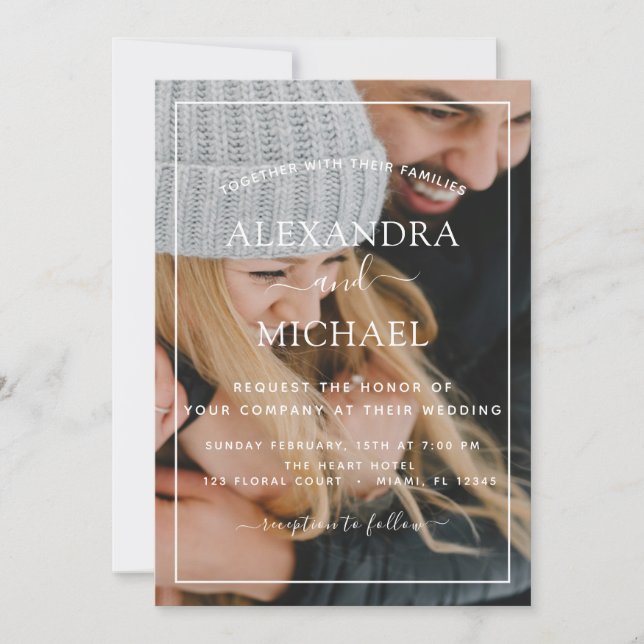 Invitation Mariage photo Elegant Moderne Typographie Invitati (Devant)