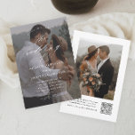 Invitation Mariage photo élégant QR Code<br><div class="desc">Elégant QR Code Photo Faire-part de mariage avec des détails de calligraphie de script élégants et une superposition de texte classique sur une photo verticale portrait sur le devant. Le dos a une photo de fond et des détails RSVP. Cliquez sur le bouton Modifier pour customiser cette conception.</div>