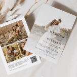 Invitation Mariage photo élégant QR Code<br><div class="desc">Nos invitations allient le charme intemporel des mariages traditionnels avec la commodité de la technologie moderne. Doté d'un superbe montage photo qui vous permet de présenter non pas un, pas deux, mais trois de vos moments les plus chers, nos invitations ajoutent une touche personnelle à votre journée spéciale. Grâce à...</div>