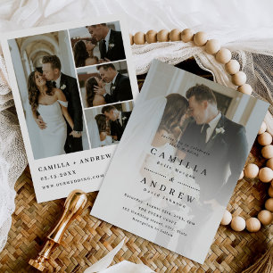 Invitation Mariage photo élégant QR Code