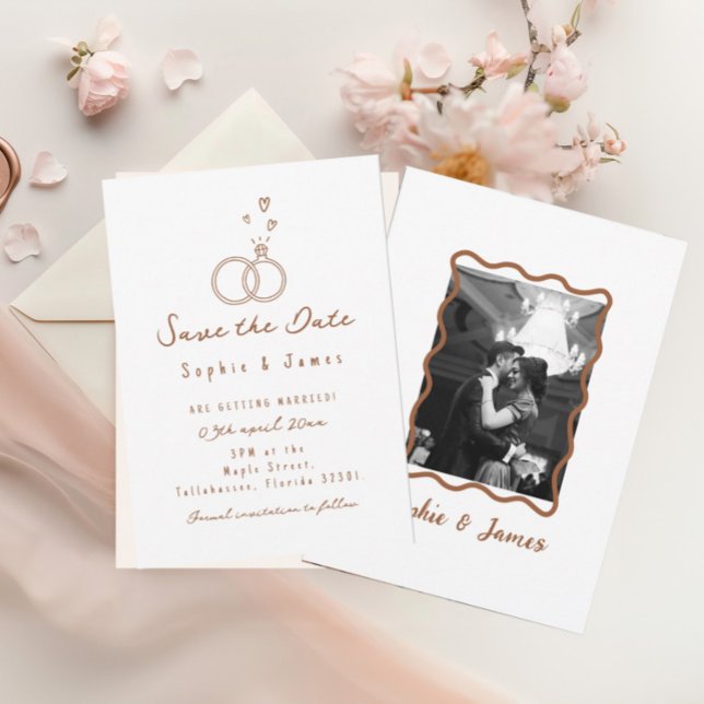 Invitation Mariage photo élégant simple Boho Doodle  (Créateur téléchargé)