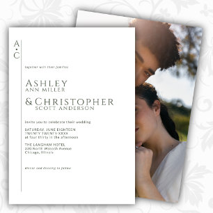 Invitation Mariage photo en ardoise foncée empilée