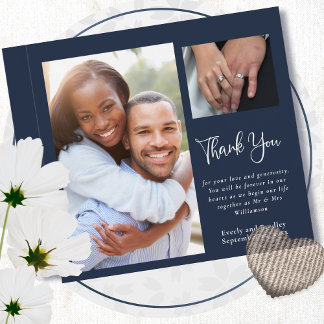 Invitation Mariage photo en blanc de la marine