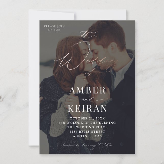 Invitation Mariage photo en bronze foncé (Devant)