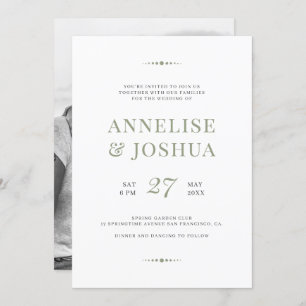 Invitation Mariage photo en écriture d'olive simple et modern