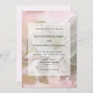 Invitation Mariage photo en fleurs de pomme blanche