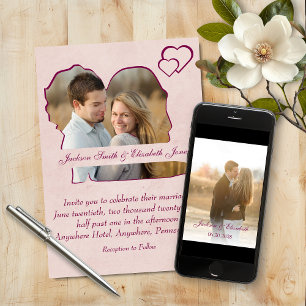 Invitation Mariage photo en forme de mariée et de de coeur r