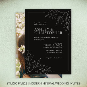 Invitation Mariage photo en gros plan de la fumée noire moder