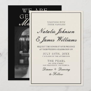 Invitation Mariage Photo En Noir Et Blanc Élégant Et Raffiné