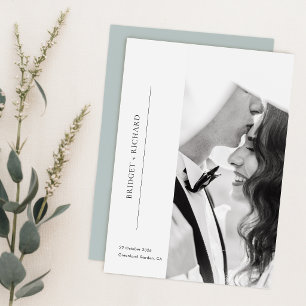 Invitation Mariage Photo en Noir et Blanc Romantique