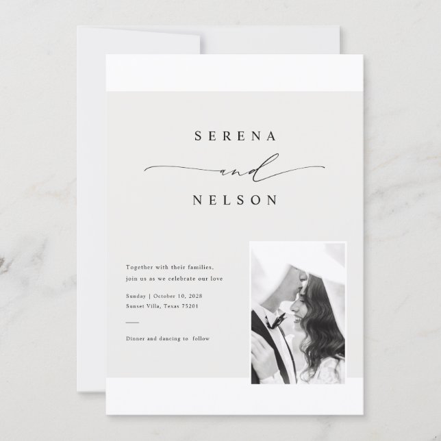 Invitation Mariage Photo en Smoking Romantique (Devant)